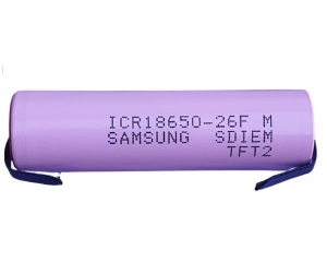 ˳- (Li-ion)  18650 Samsung ICR 26F﻿ 2600MAH 3.7V 5.2A﻿    
